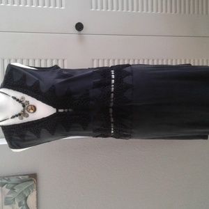 Bronte Black Dress with Crochet Open Waist and Neck Line